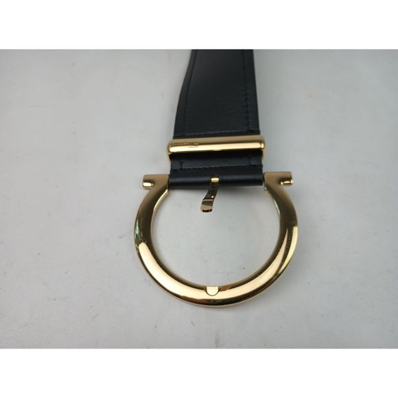 Salvatore Ferragamo Women\'s Big Gancini Buckle Black Leather Belt Size 75 cm main image 6